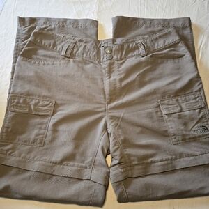 The North Face Womens 14 Short Court Convertible Pants Dark Gray Zip Legs